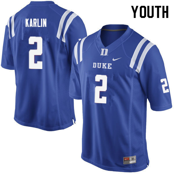 Youth #2 Daniel Karlin Duke Blue Devils College Football Jerseys Sale-Blue - Click Image to Close